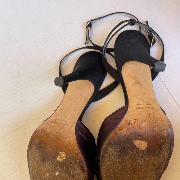 Giuseppe Zanotti High Heel Burgundy Suede Dress Sandals Peep-toe - Picture 6 of 8